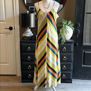 SOLUTION Colorful Striped Maxi Dress Size Large
